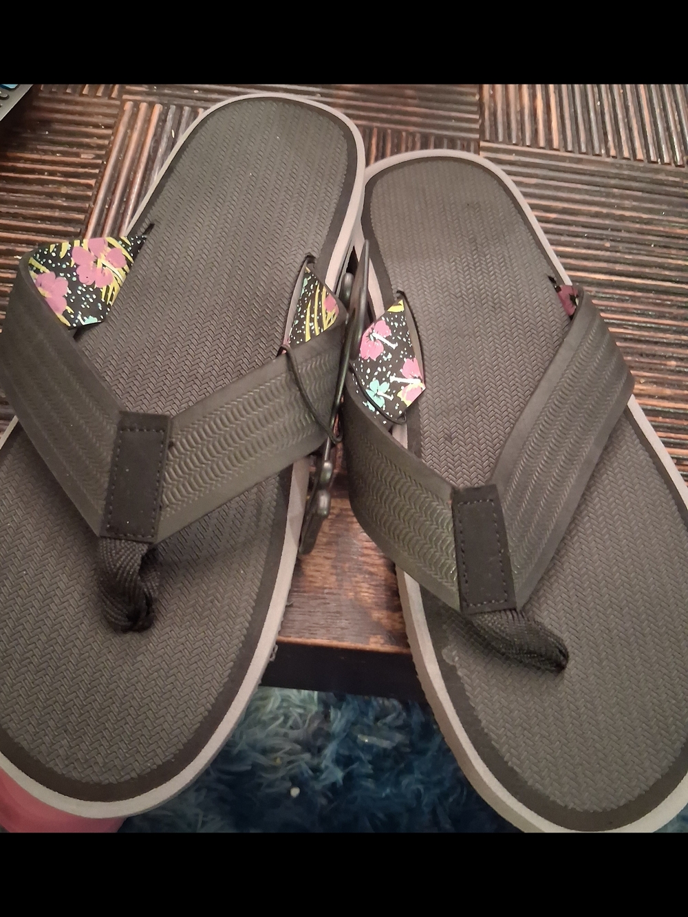 George Men’s Black Flip Flop Sandals with Multicolor Accent